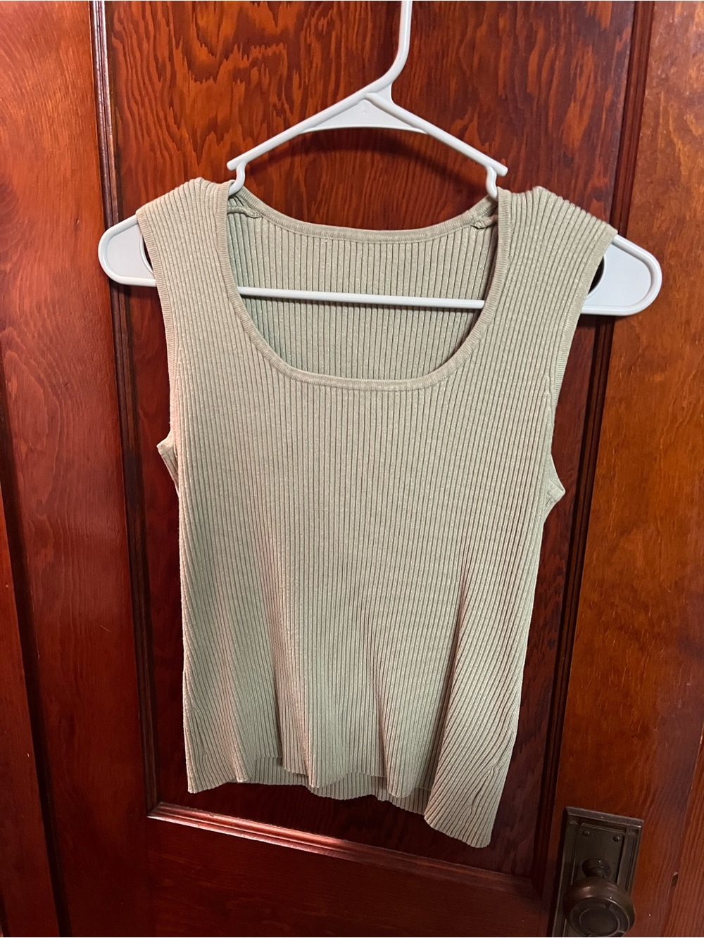 Sleeveless Ribbed Tank Top - Sage Green